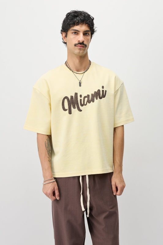 Oversize Miami Baskılı Tişört
