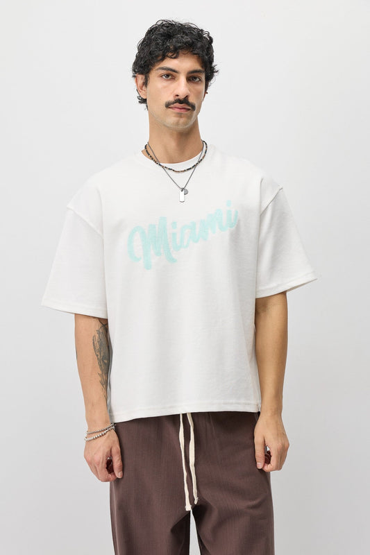 Oversize Miami Baskılı Tişört