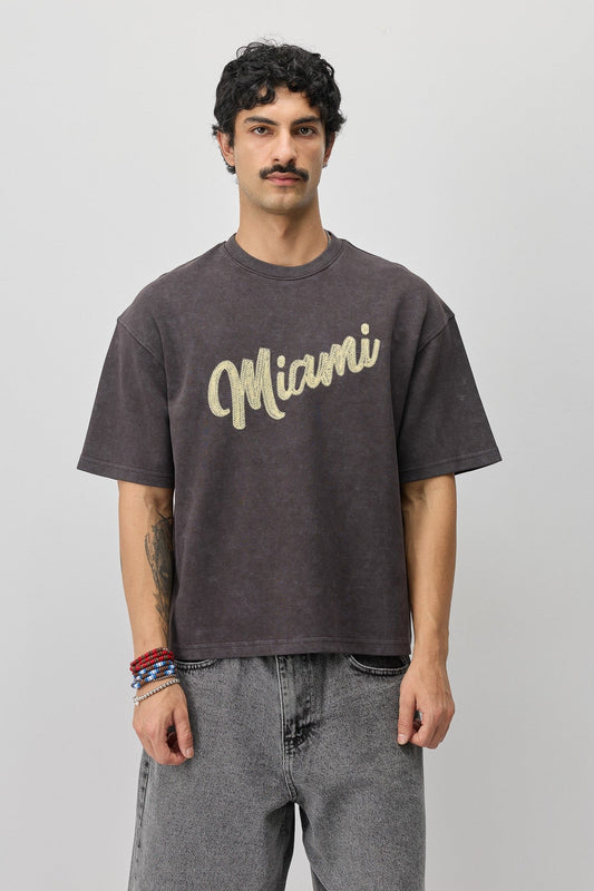 Oversize Miami Baskılı Tişört