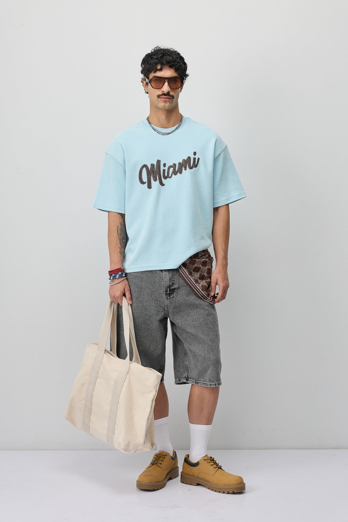 Oversize Miami Baskılı Tişört