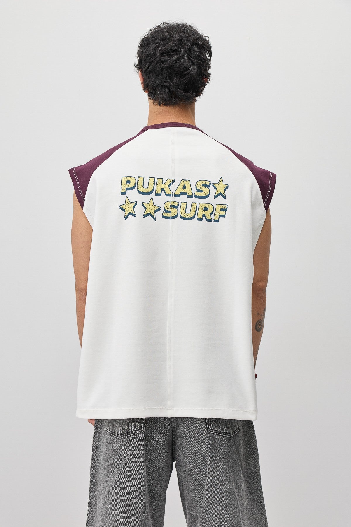 Oversize Arka Baskılı Kolsuz Tişört