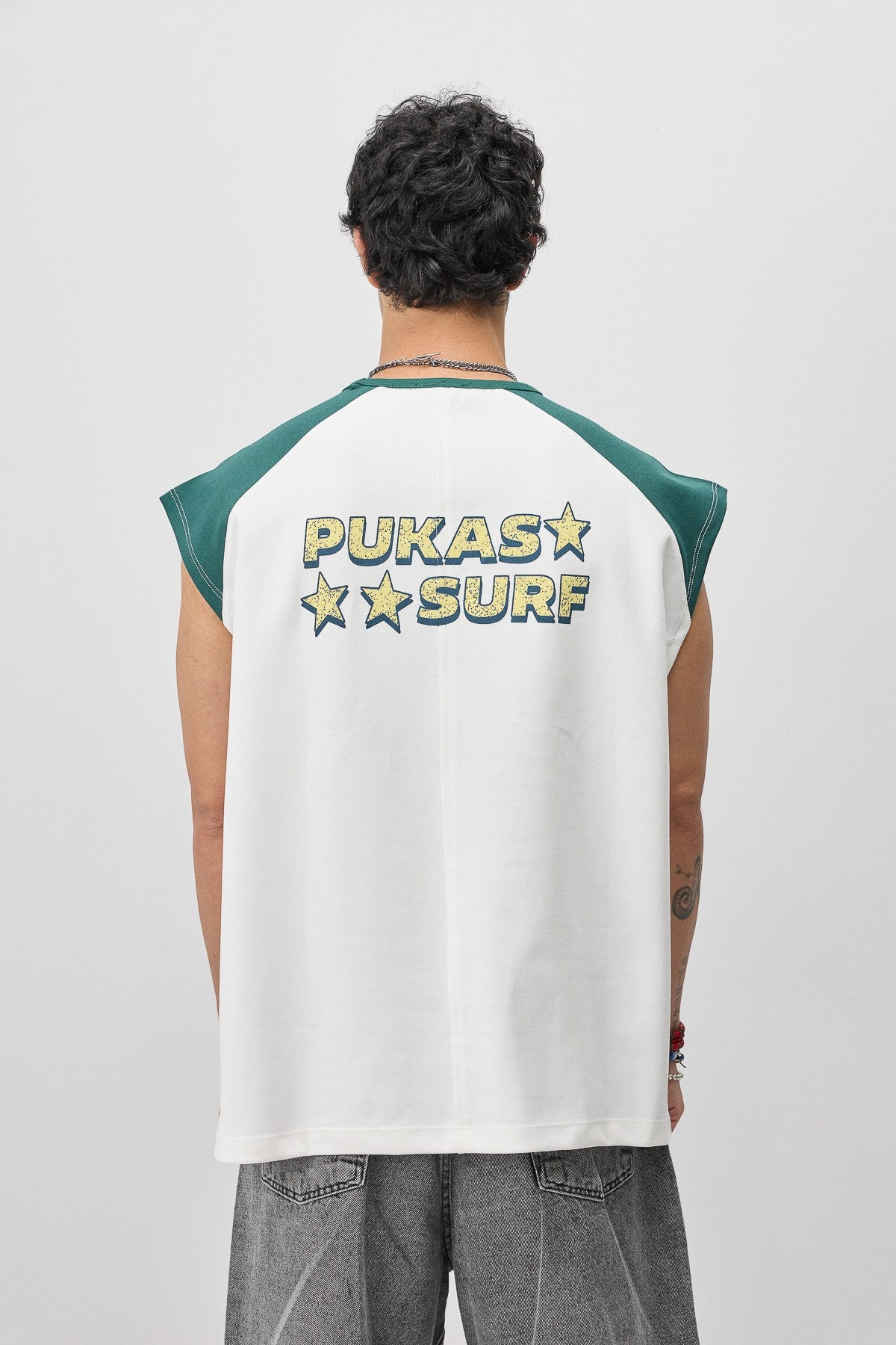 Oversize Arka Baskılı Kolsuz Tişört