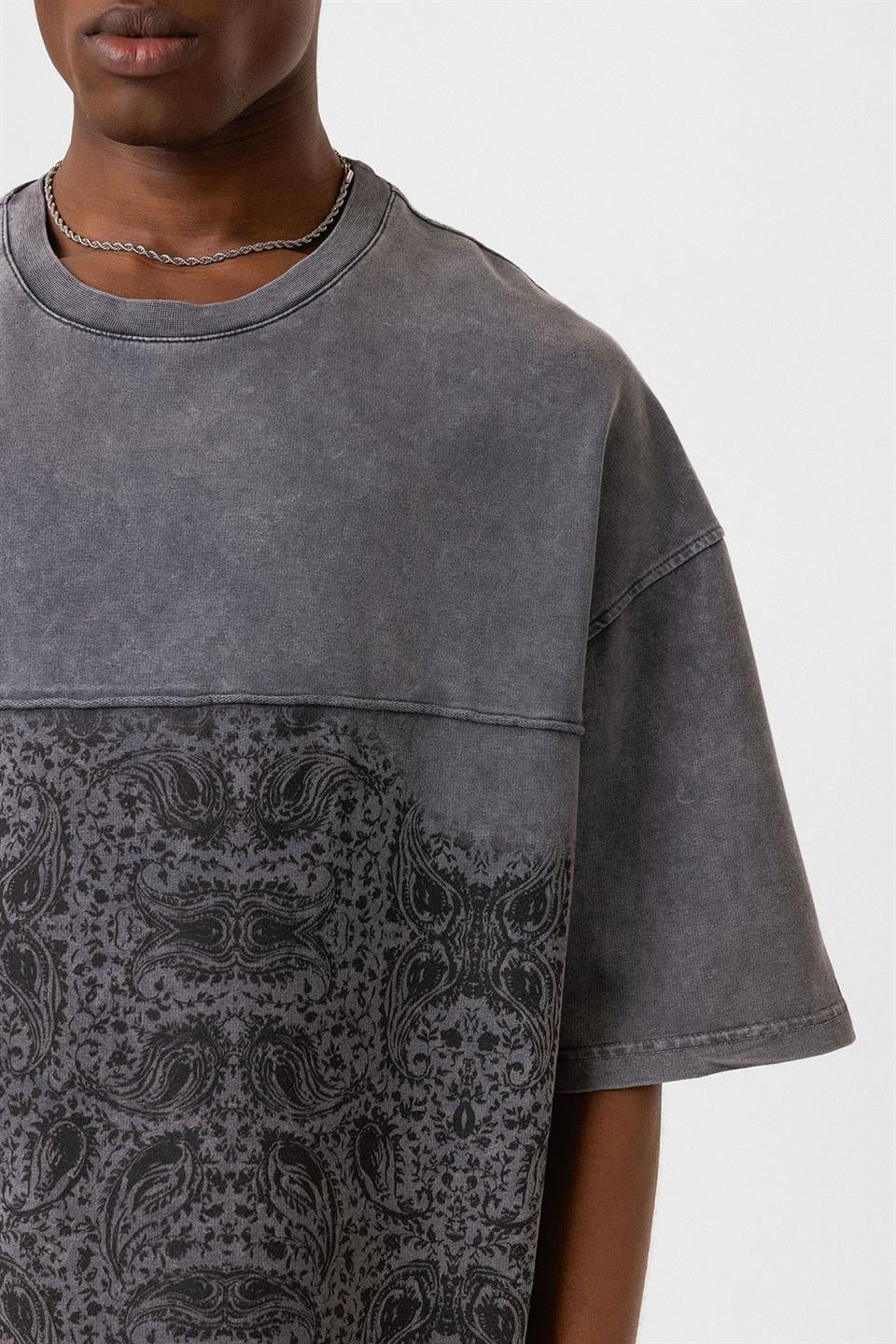 Bisiklet Yaka Yıkamalı Oversize Tişört