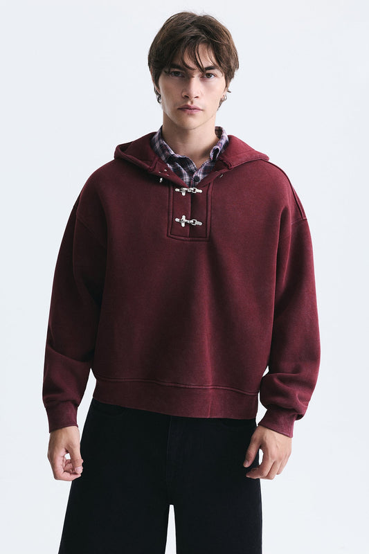 Boxy Fit Metal Klips Kapama Sweatshirt