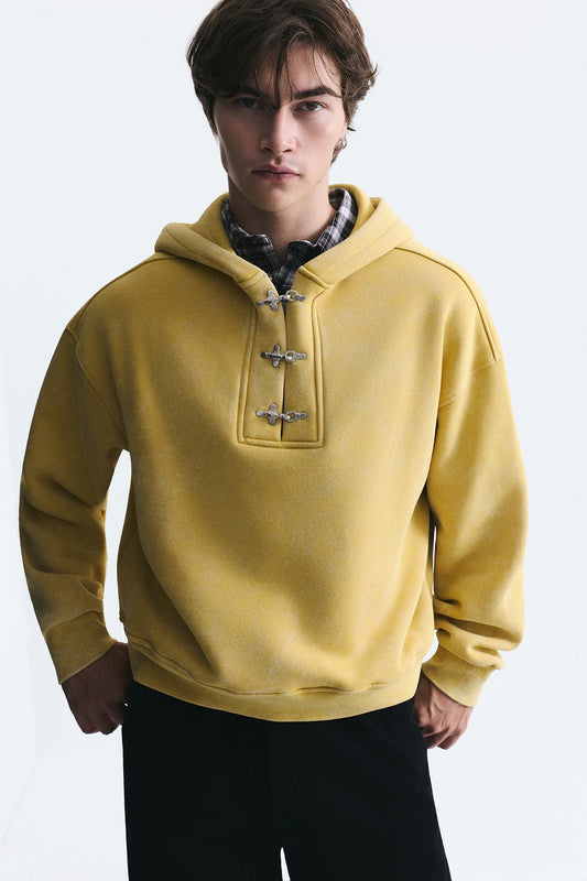 Boxy Fit Metal Klips Kapama Sweatshirt