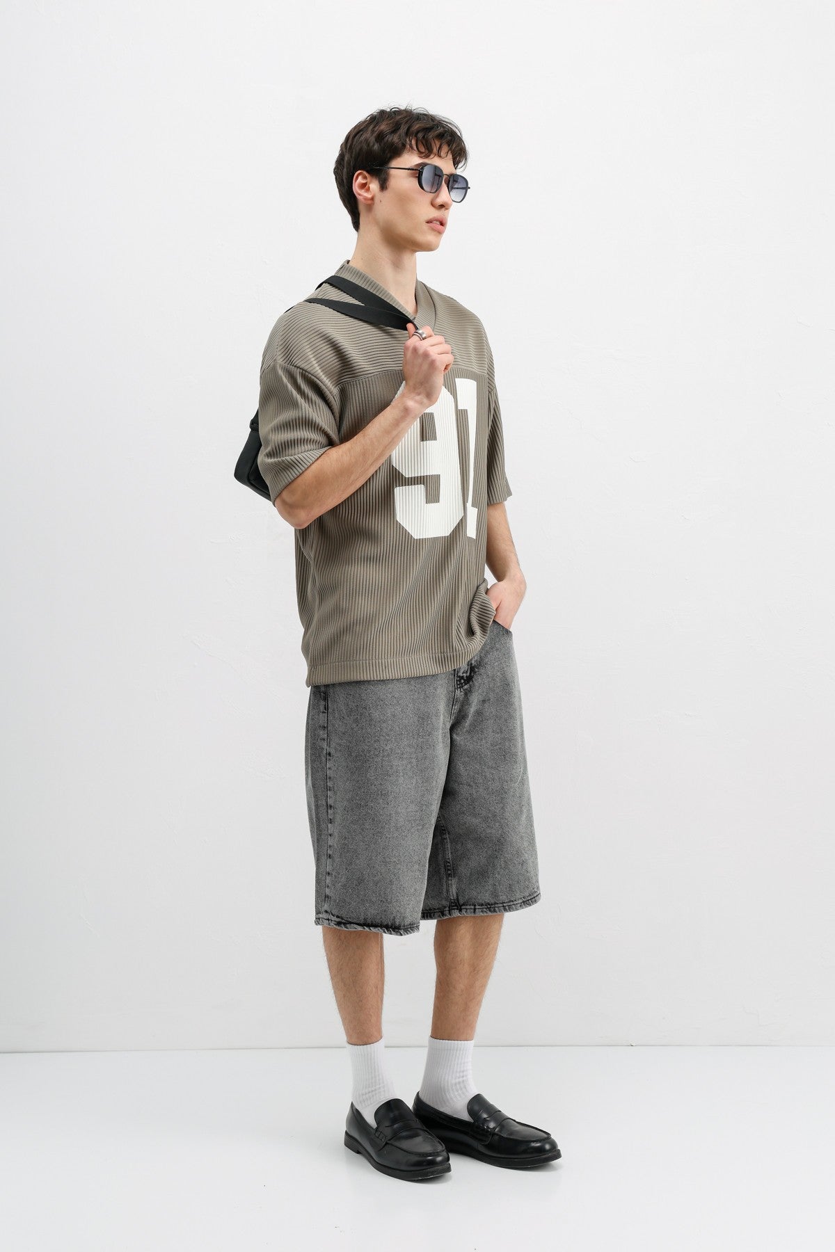 Baskılı Fitilli Oversize Tişört