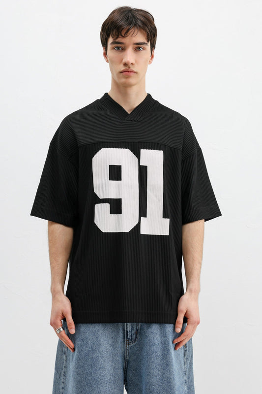 Baskılı Fitilli Oversize Tişört