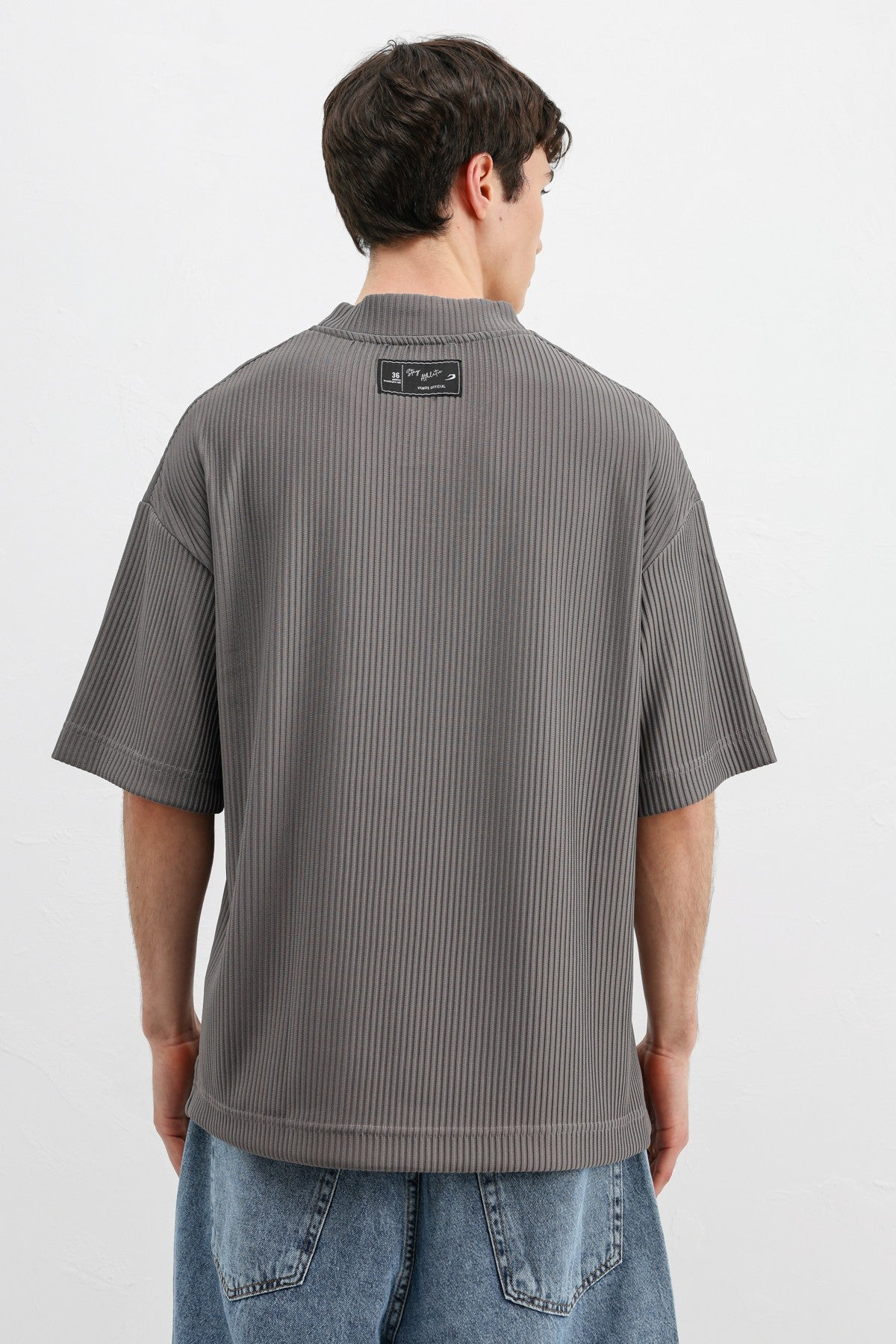 Baskılı Fitilli Oversize Tişört