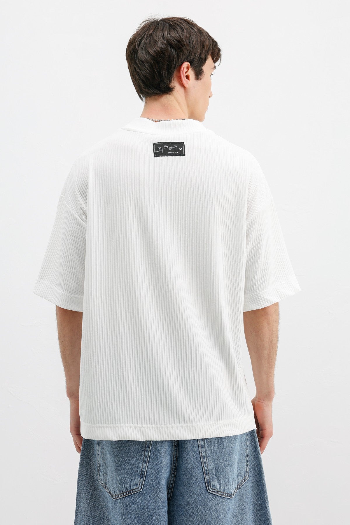 Baskılı Fitilli Oversize Tişört