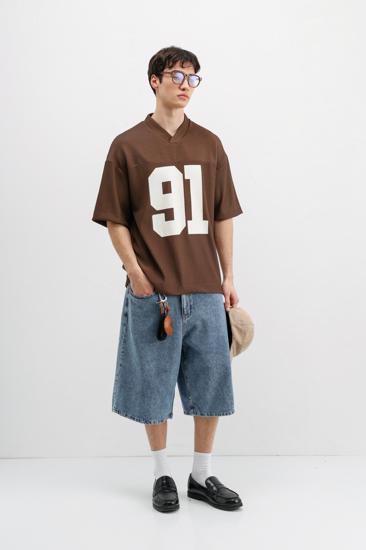 Baskılı Fitilli Oversize Tişört