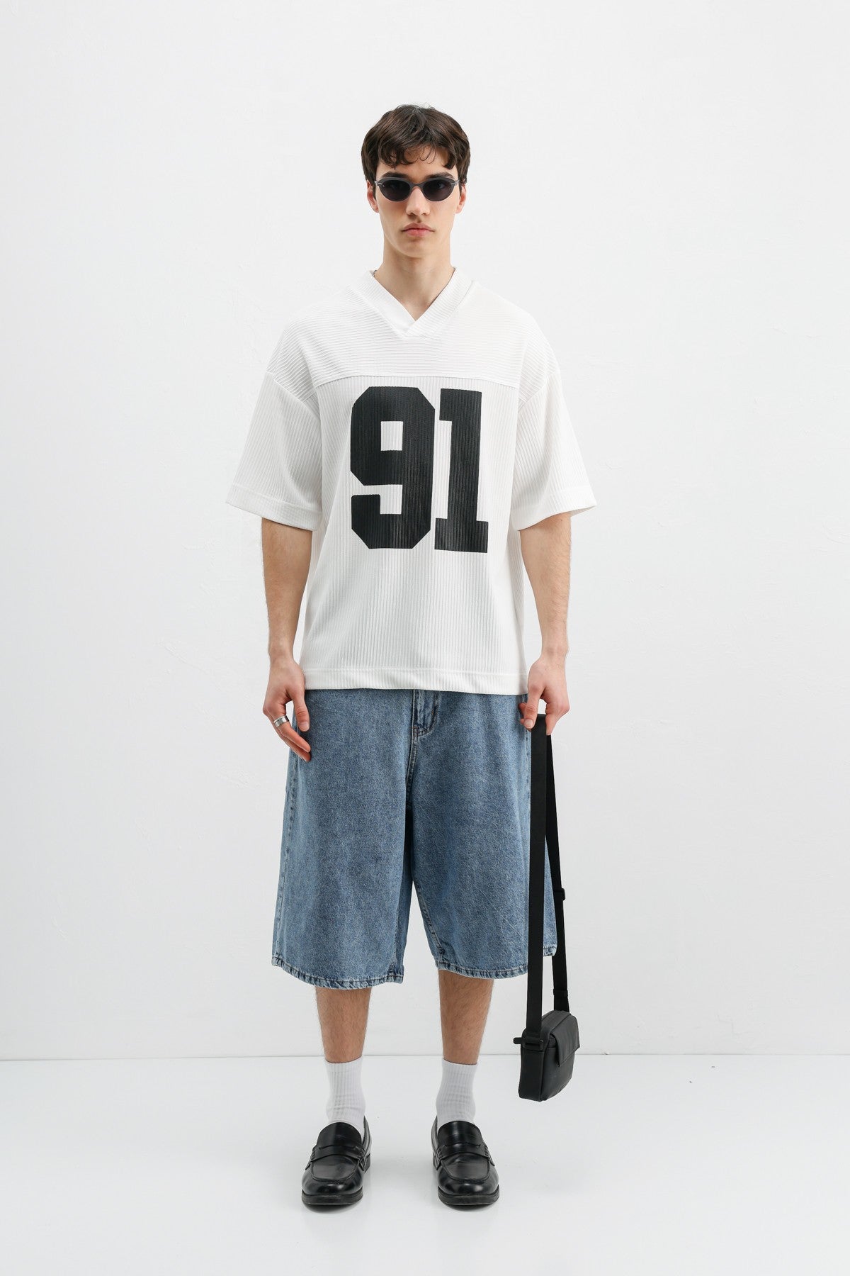 Baskılı Fitilli Oversize Tişört