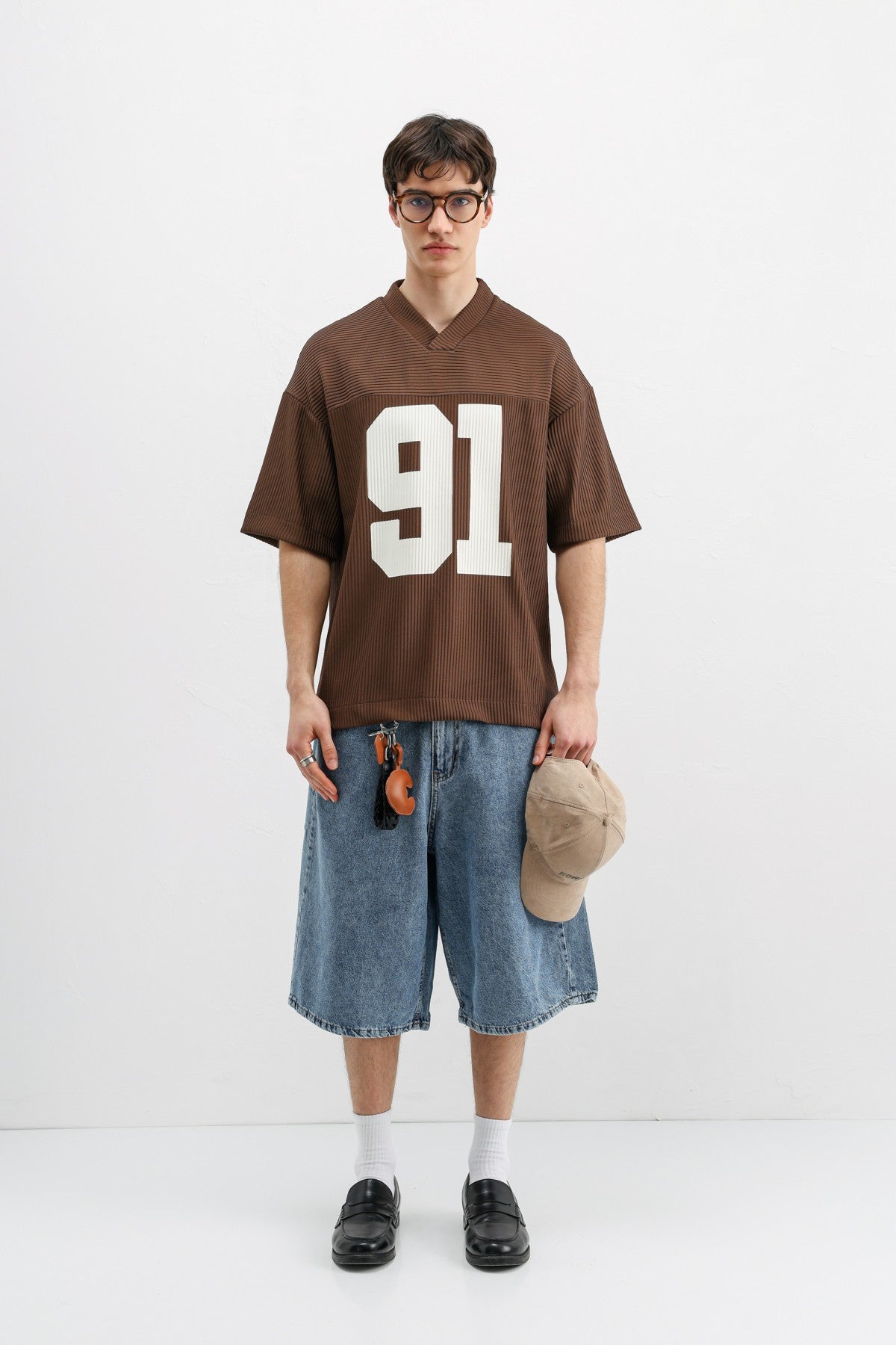 Baskılı Fitilli Oversize Tişört
