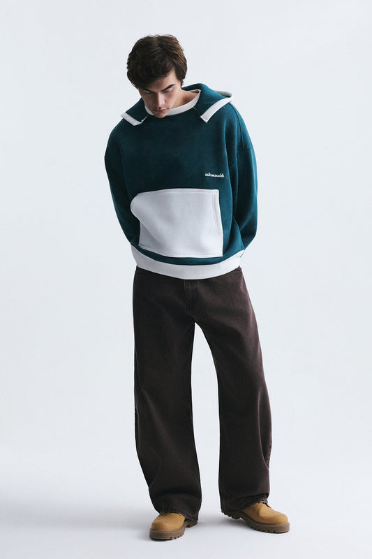 Blok Renkli Oversize Sweatshirt