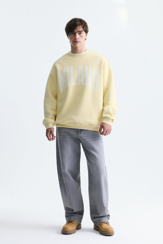 Milano Baskılı Oversize Sweatshirt