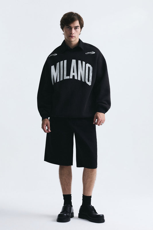 Milano Baskılı Oversize Sweatshirt