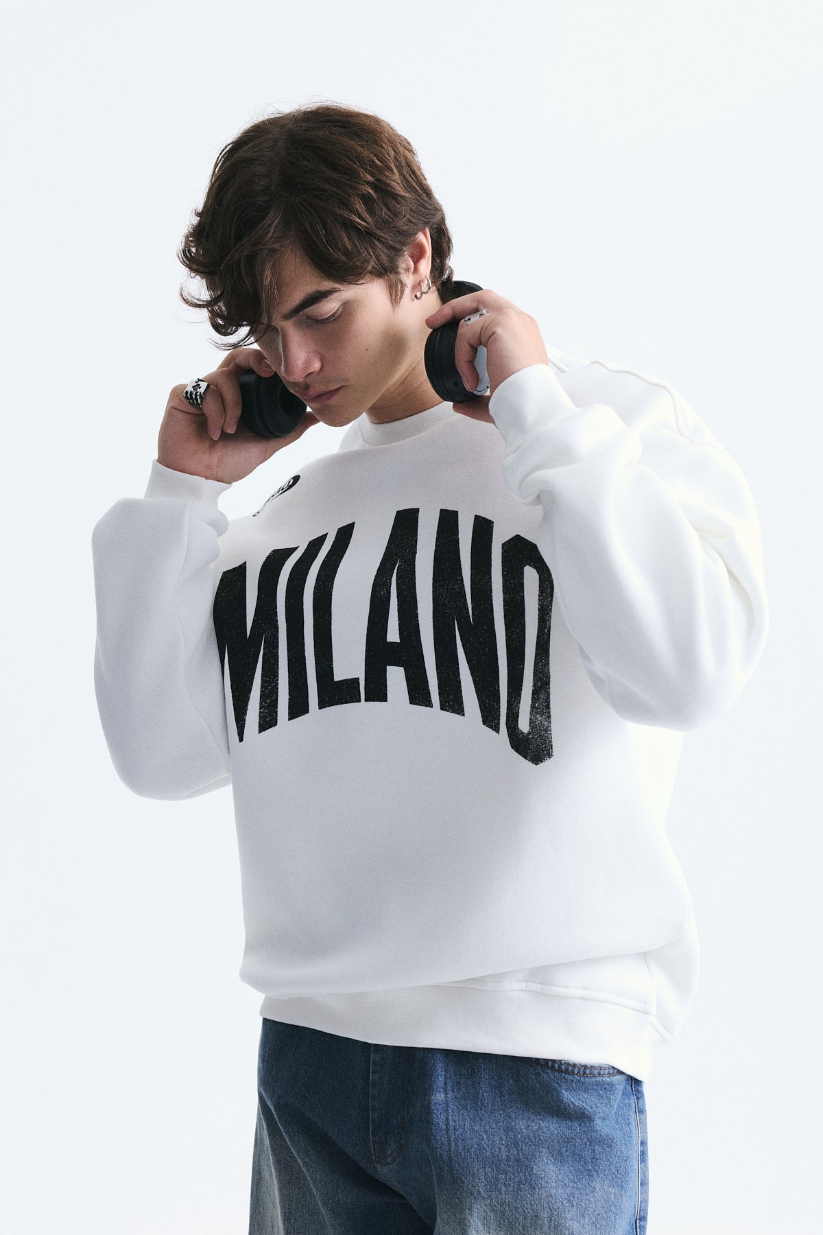 Milano Baskılı Oversize Sweatshirt