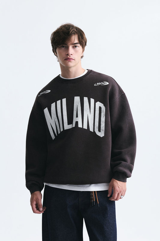 Milano Baskılı Oversize Sweatshirt