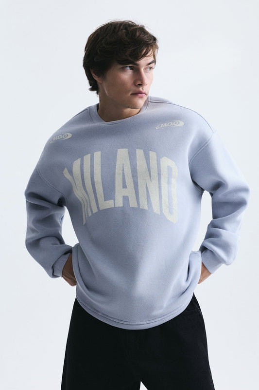 Milano Baskılı Oversize Sweatshirt