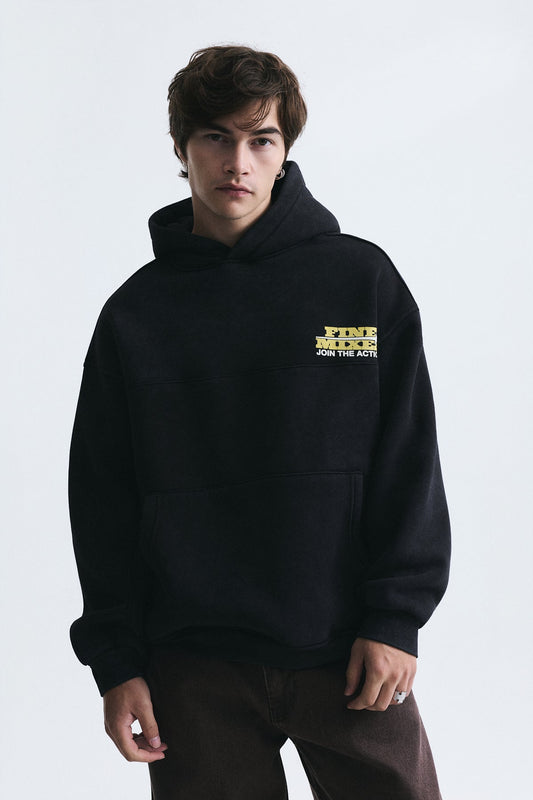 Oversize Yıkamalı Kapüşonlu Sweatshirt