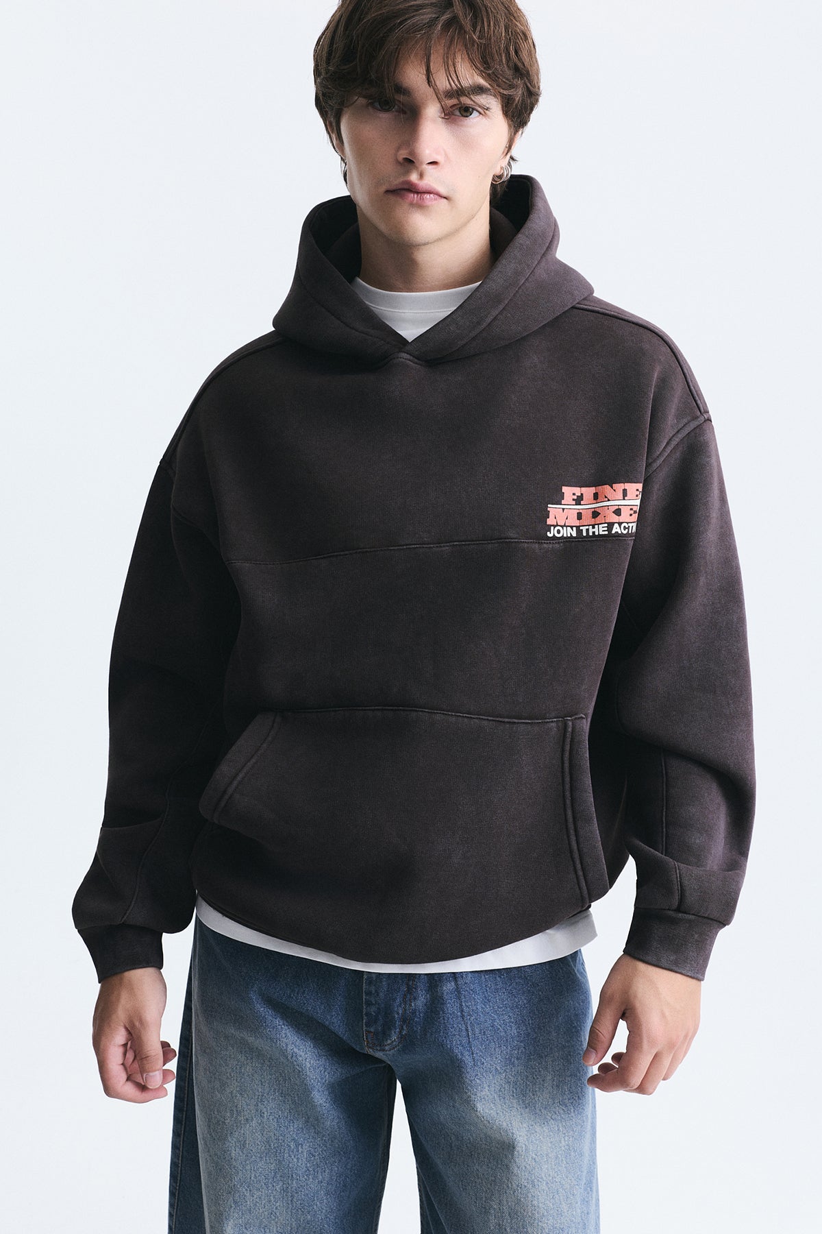 Oversize Yıkamalı Kapüşonlu Sweatshirt