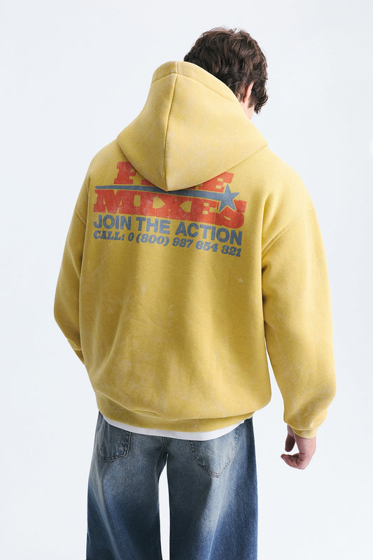 Oversize Yıkamalı Kapüşonlu Sweatshirt