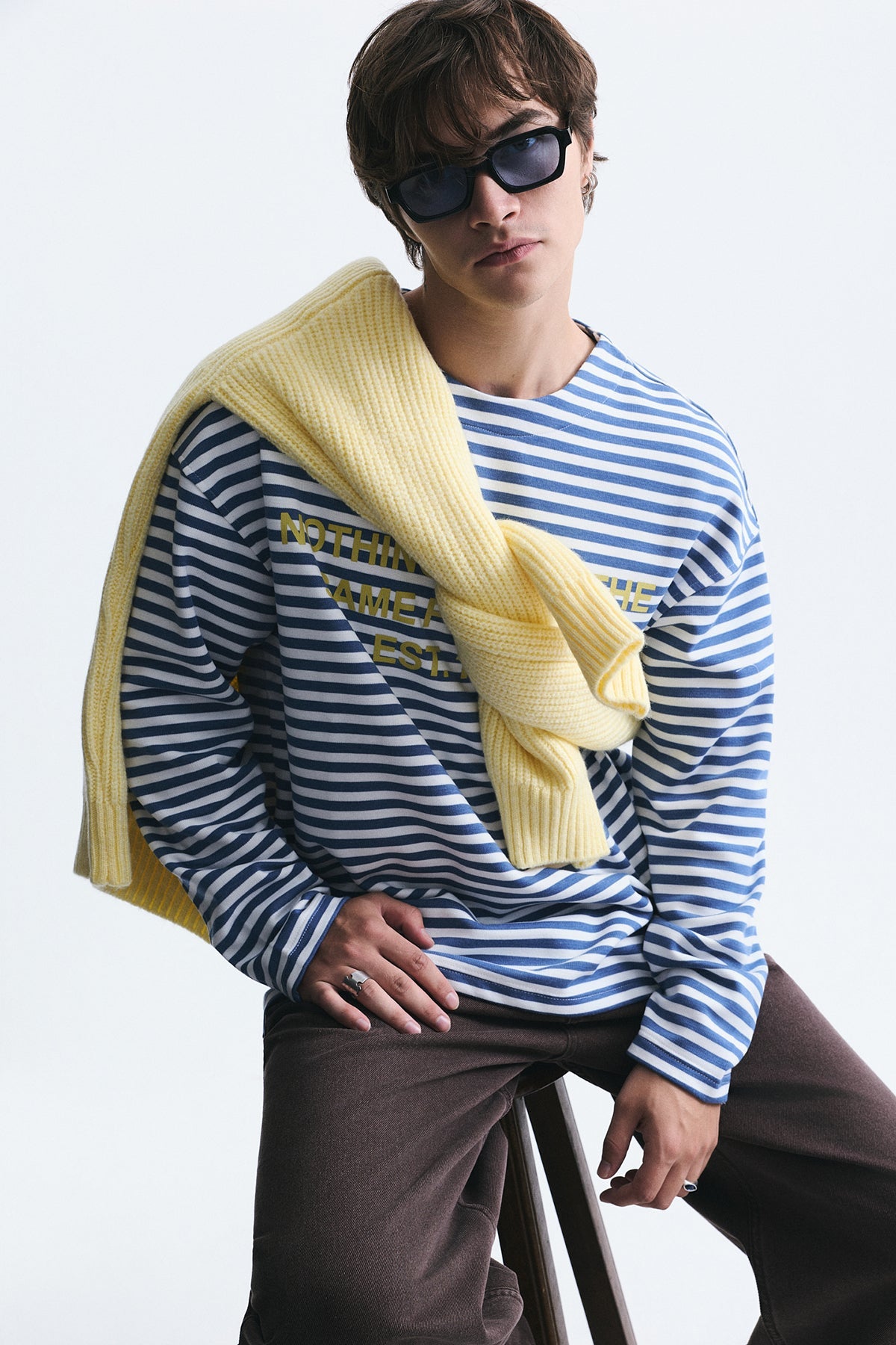 Oversize Çizgili Sweatshirt
