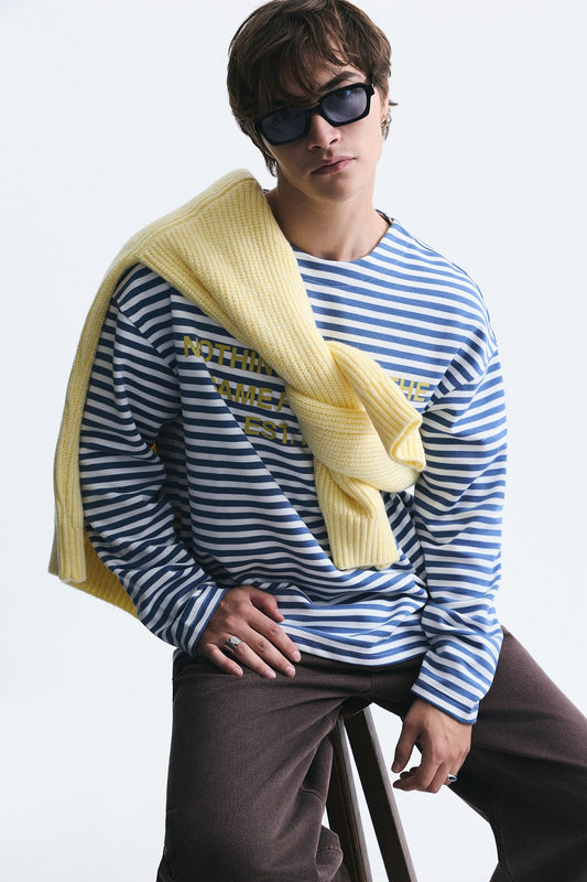 Oversize Çizgili Sweatshirt