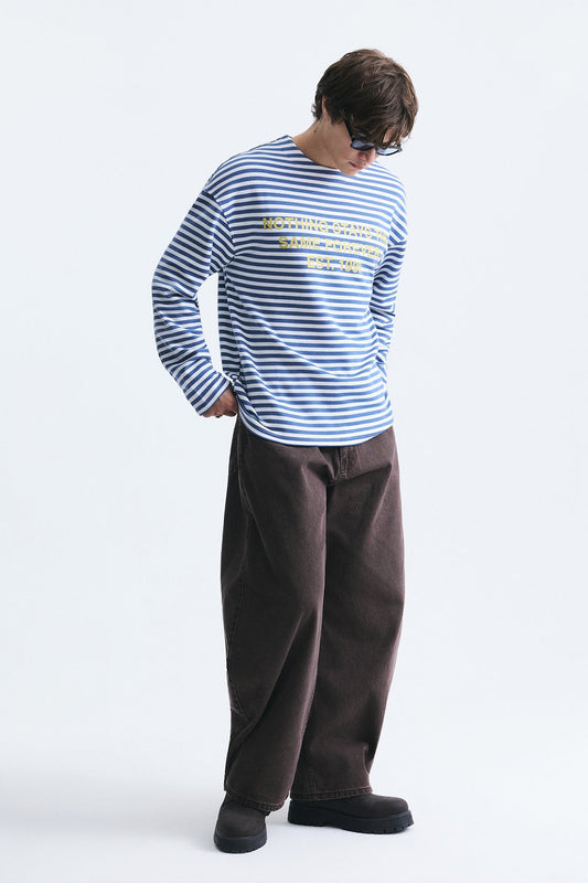Oversize Çizgili Sweatshirt