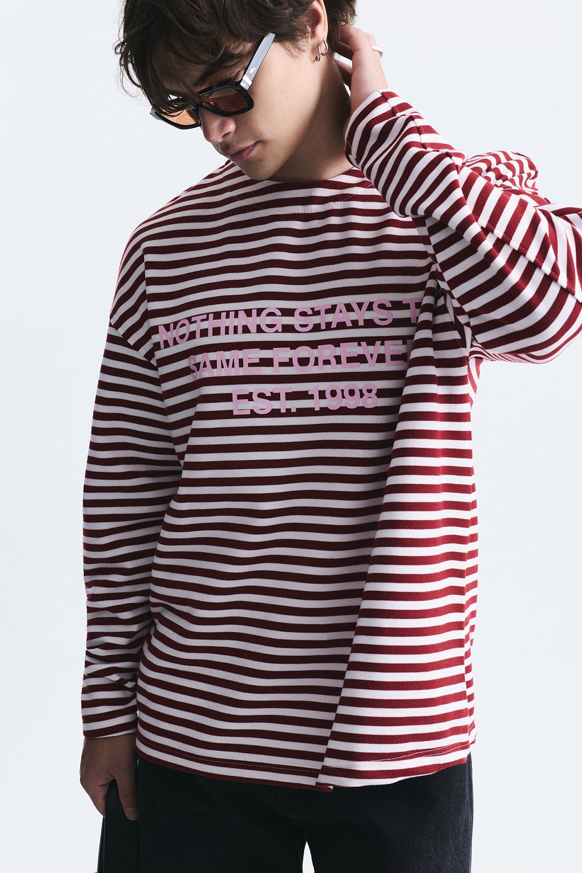 Oversize Çizgili Sweatshirt