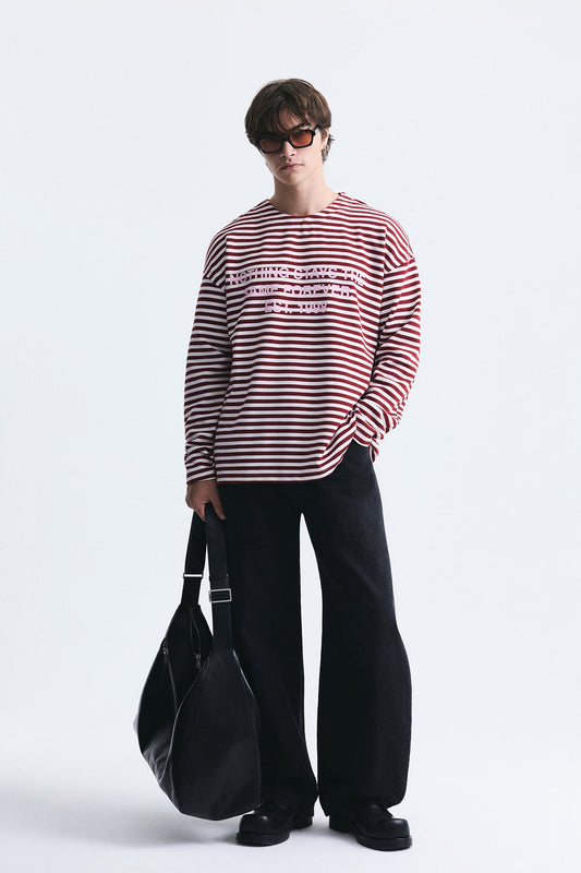 Oversize Çizgili Sweatshirt