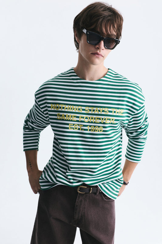 Oversize Çizgili Sweatshirt