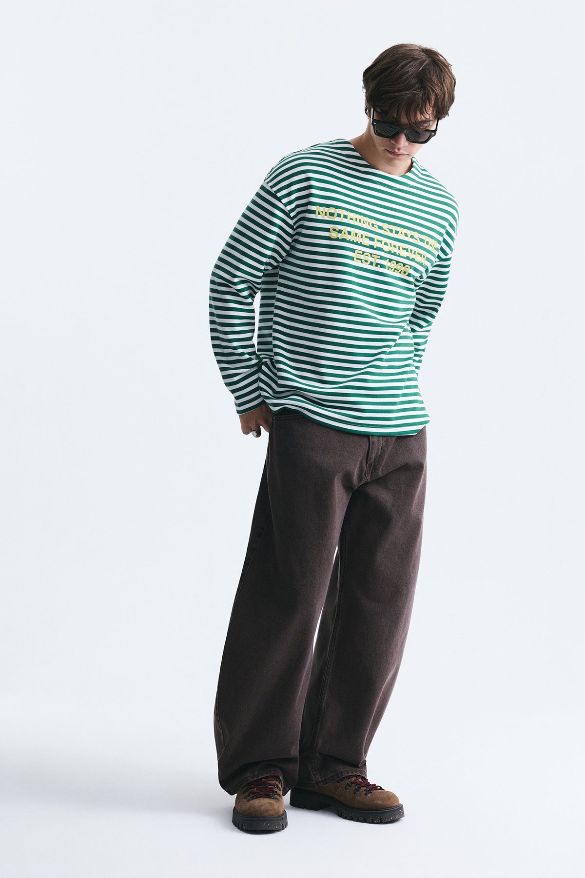 Oversize Çizgili Sweatshirt