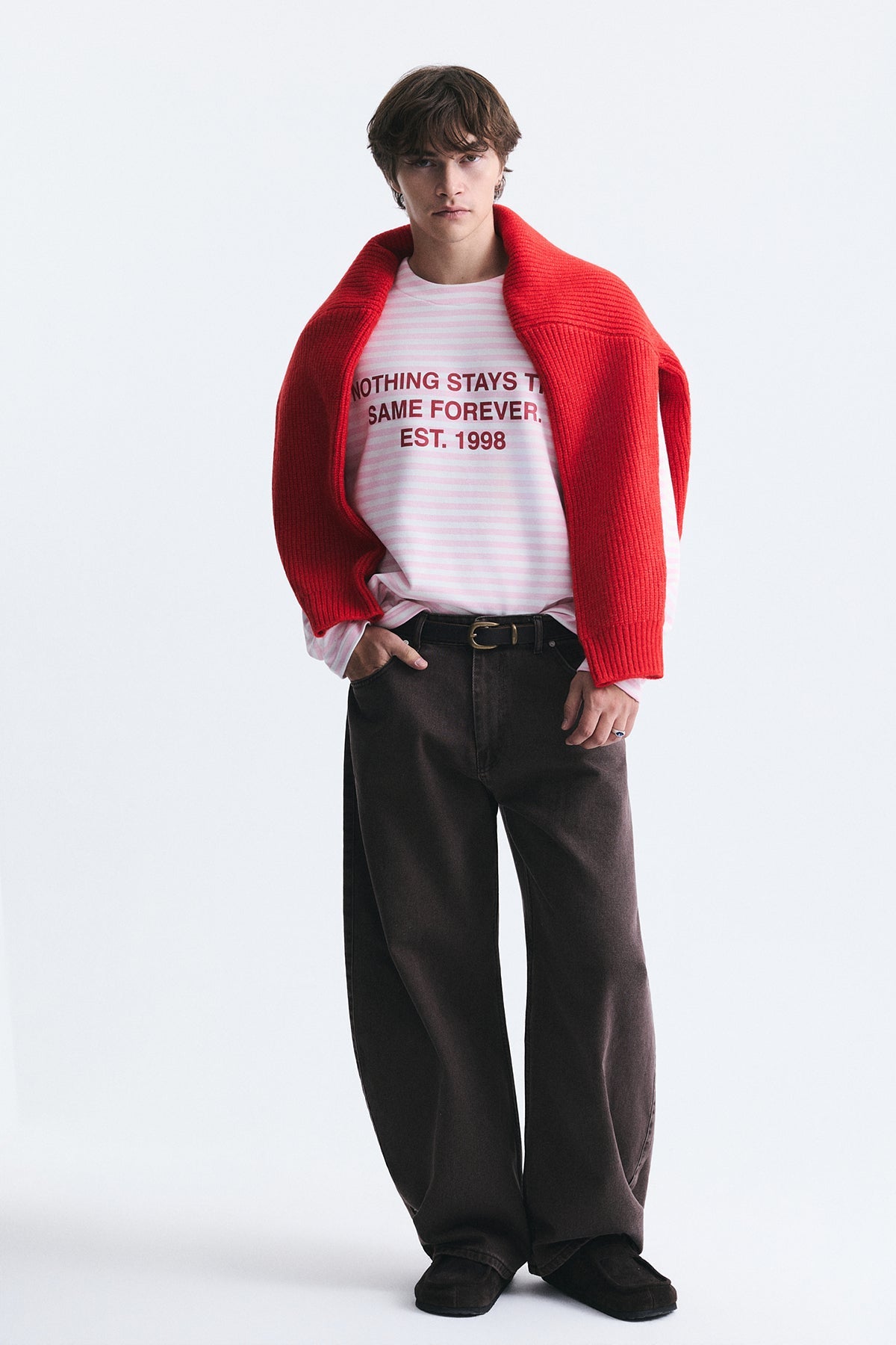 Oversize Çizgili Sweatshirt