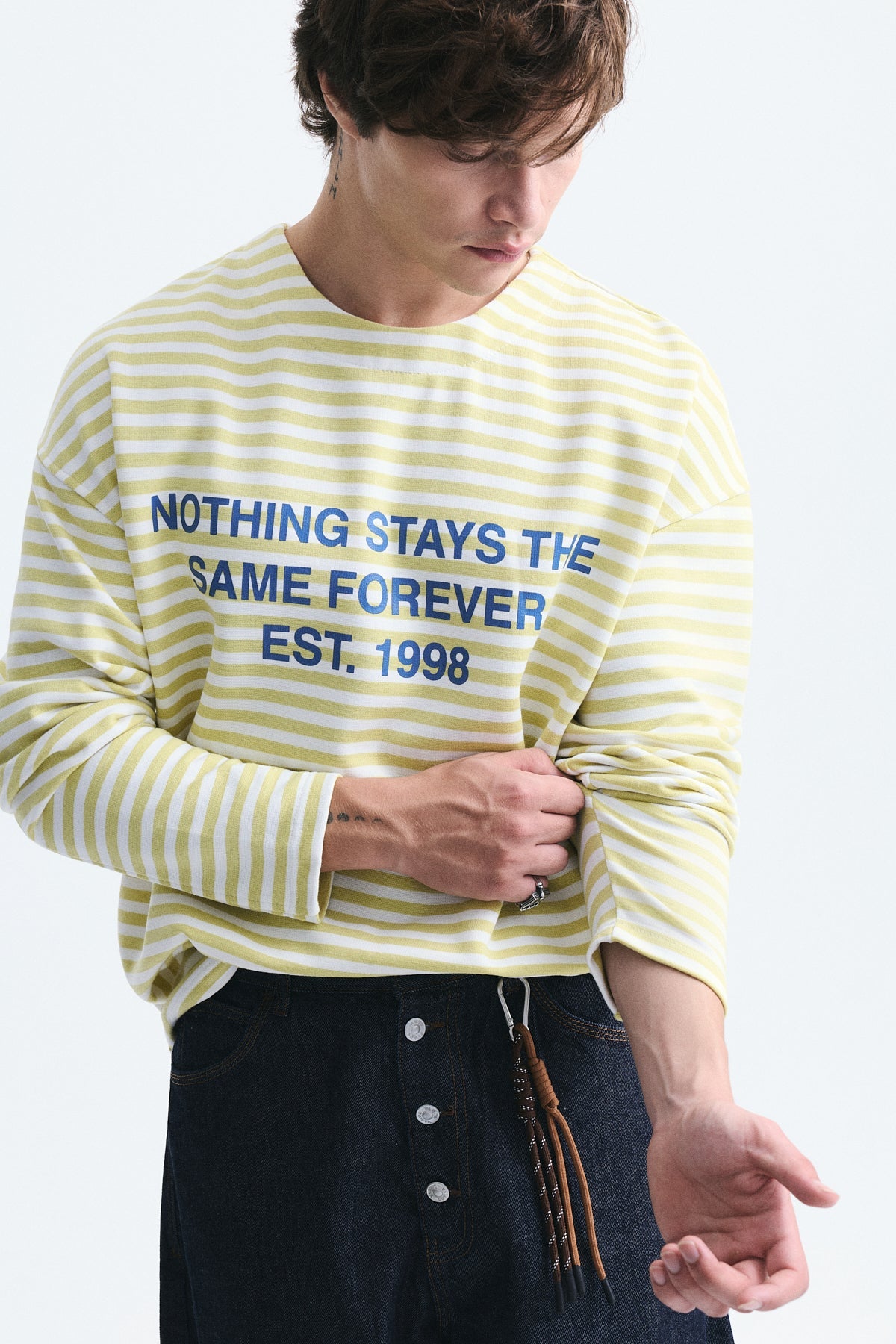 Oversize Çizgili Sweatshirt