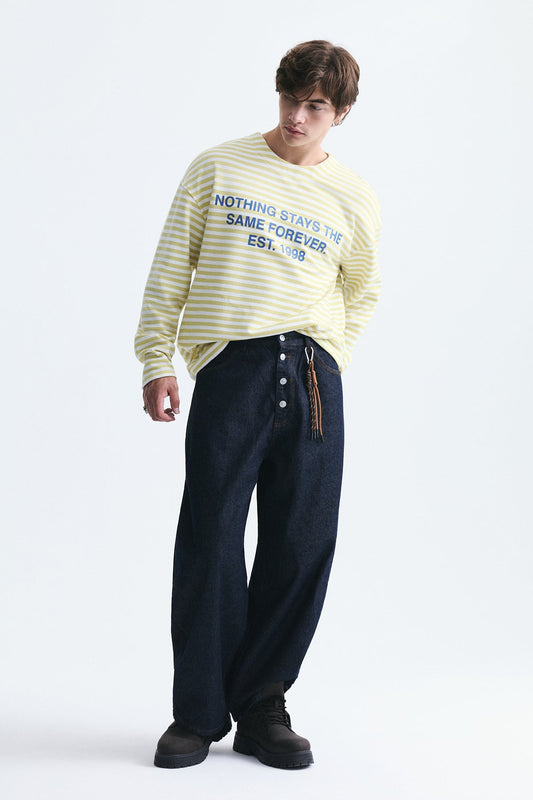 Oversize Çizgili Sweatshirt