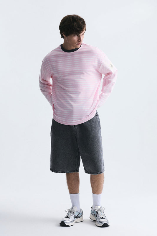 Kontrast Yaka Çizgili Sweatshirt