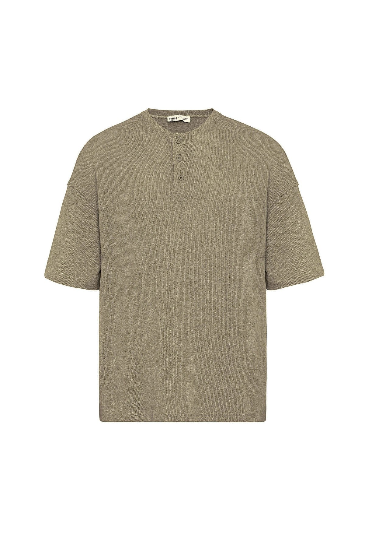 Basic Oversize Düğme Yaka Tişört