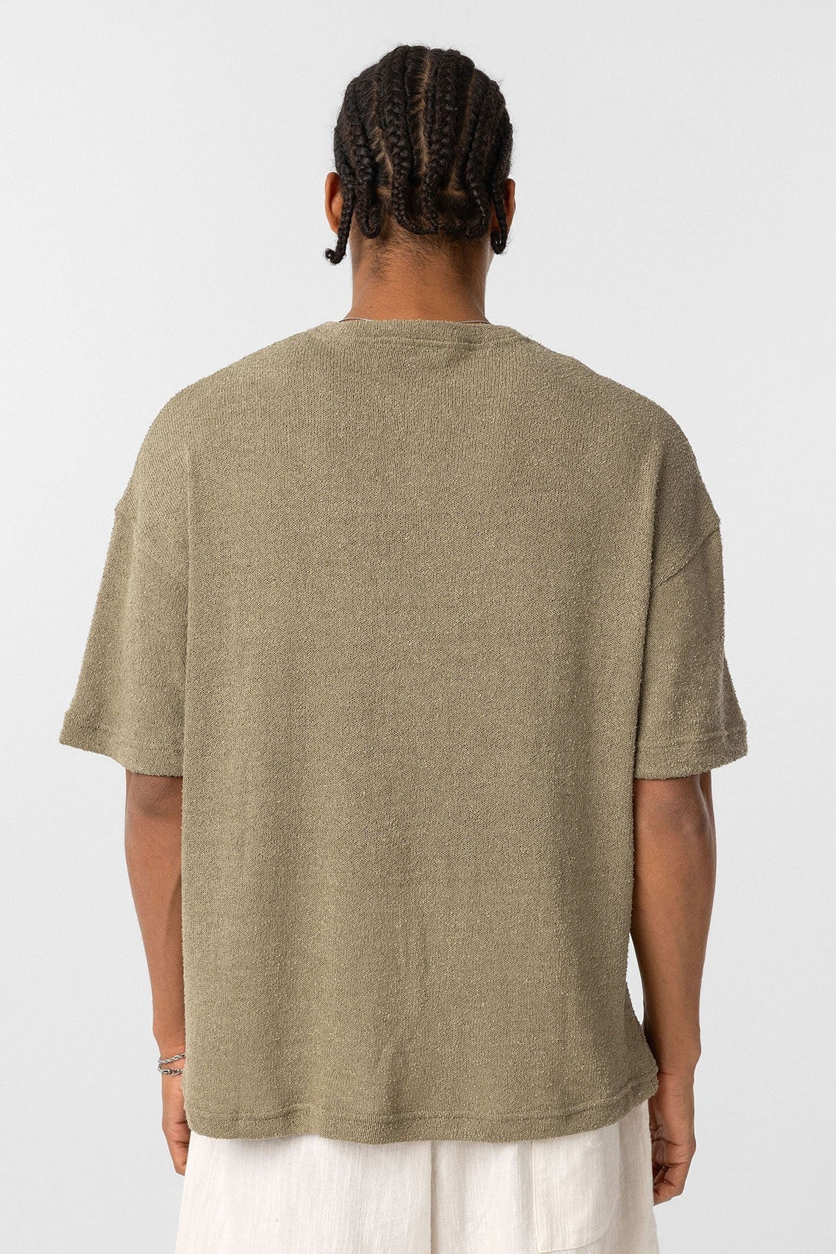 Basic Oversize Düğme Yaka Tişört