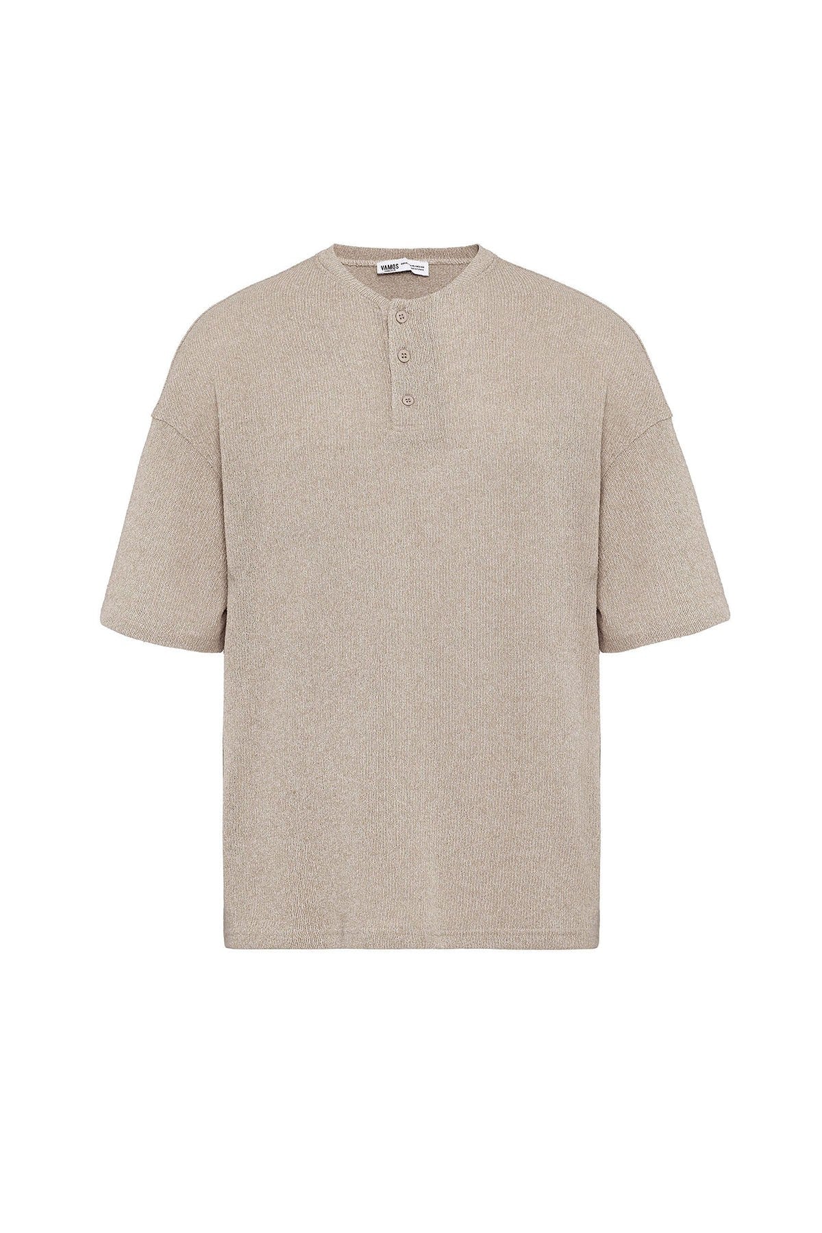 Basic Oversize Düğme Yaka Tişört