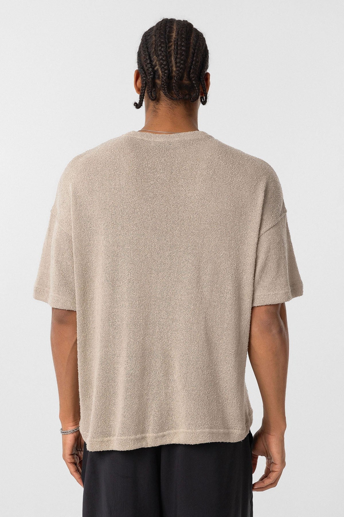 Basic Oversize Düğme Yaka Tişört