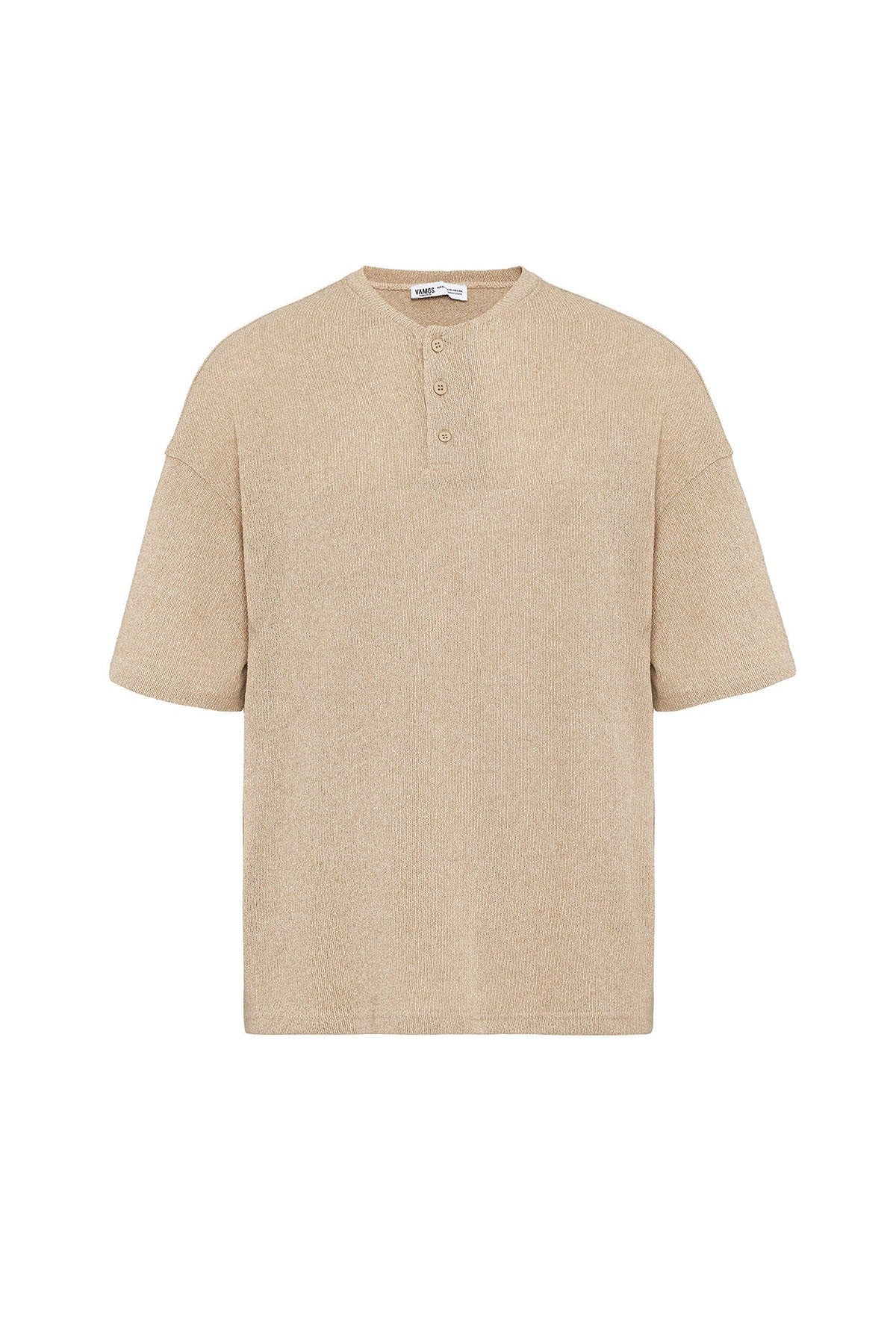 Basic Oversize Düğme Yaka Tişört