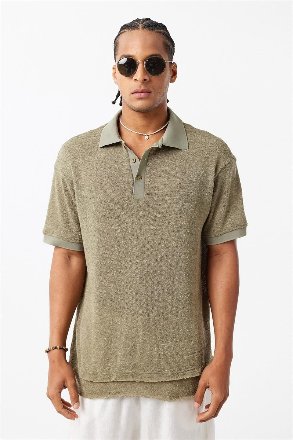 Polo Yaka Triko Oversize Tişört