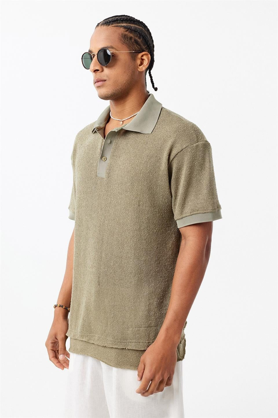 Polo Yaka Triko Oversize Tişört