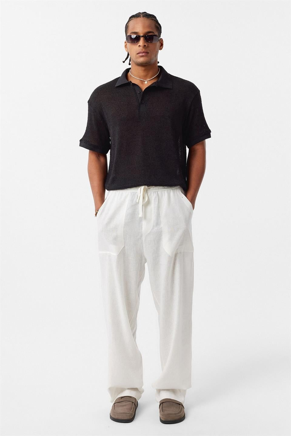 Polo Yaka Triko Oversize Tişört