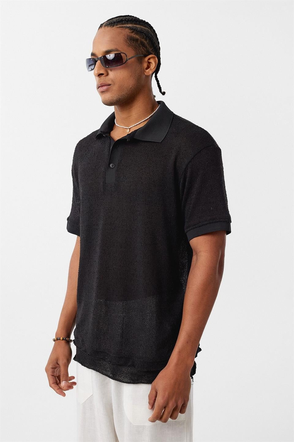 Polo Yaka Triko Oversize Tişört