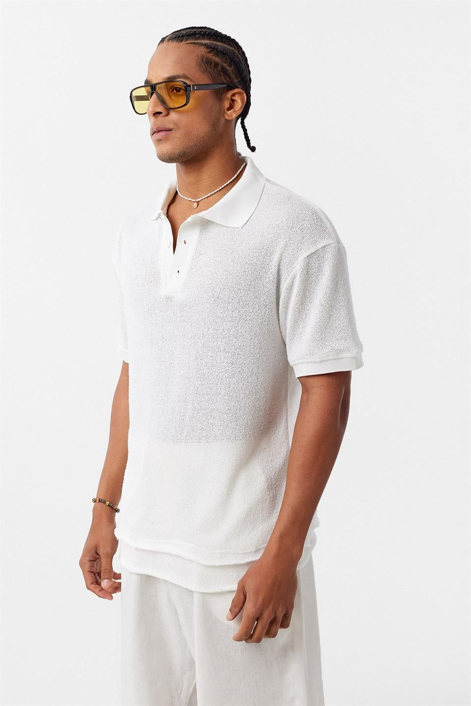 Polo Yaka Triko Oversize Tişört