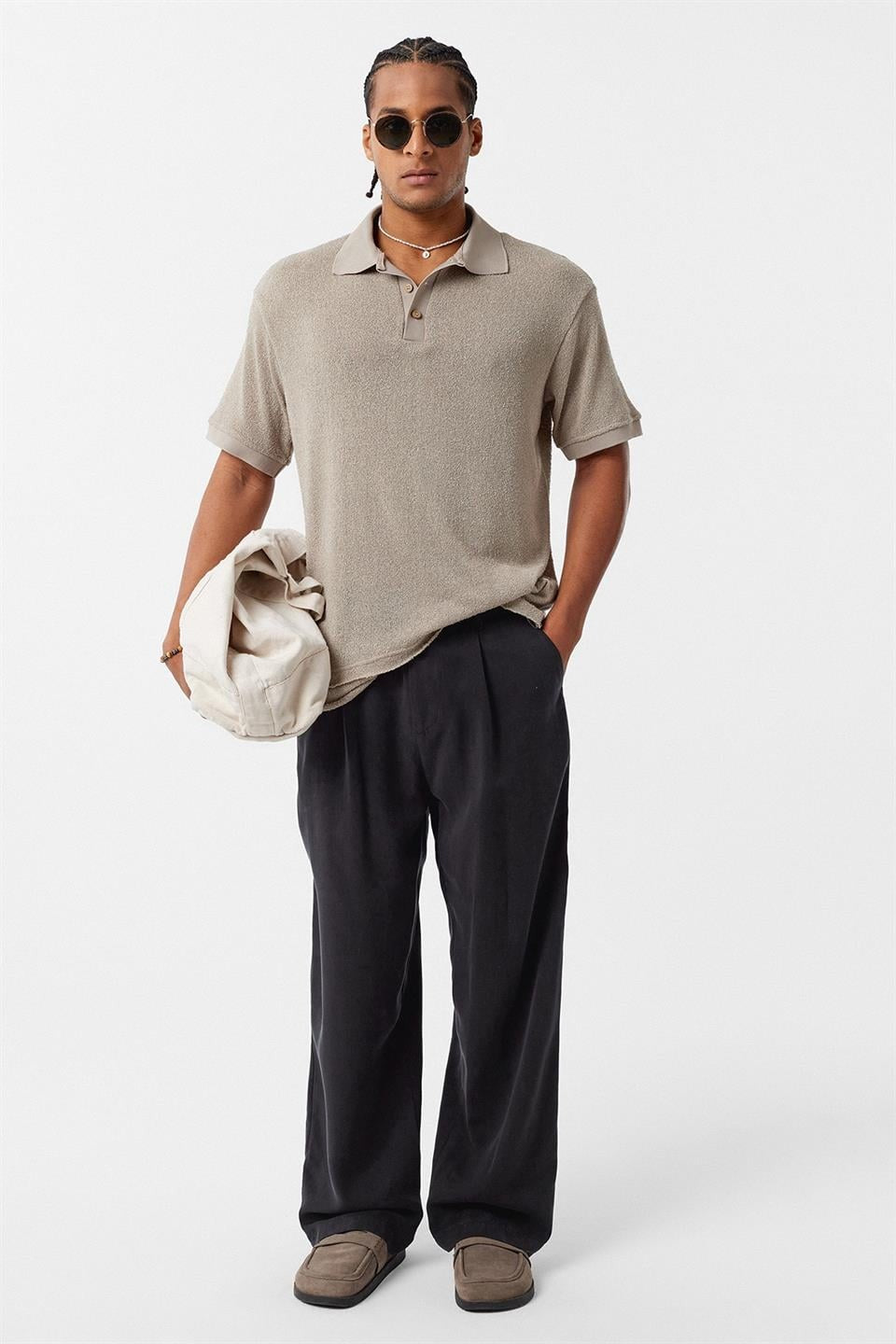 Polo Yaka Triko Oversize Tişört