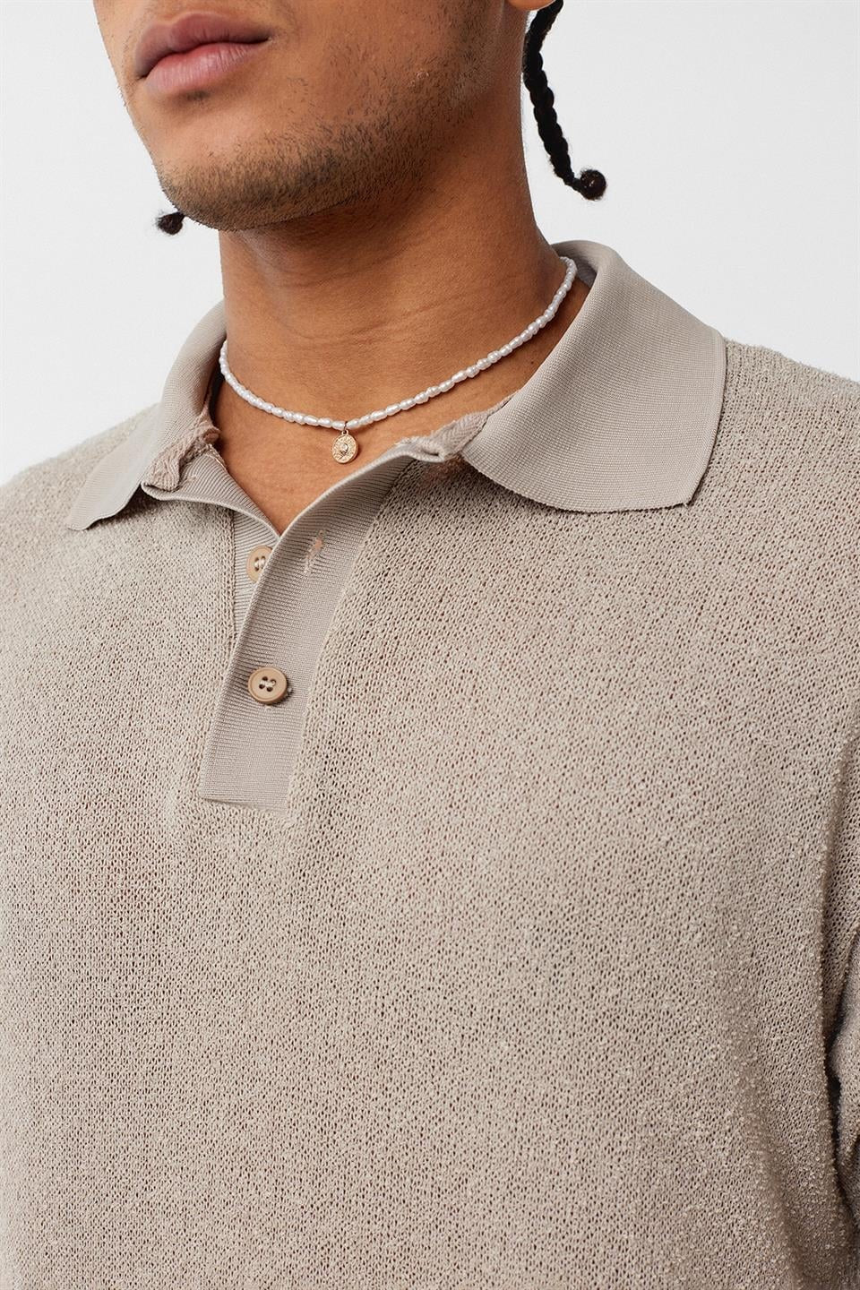 Polo Yaka Triko Oversize Tişört