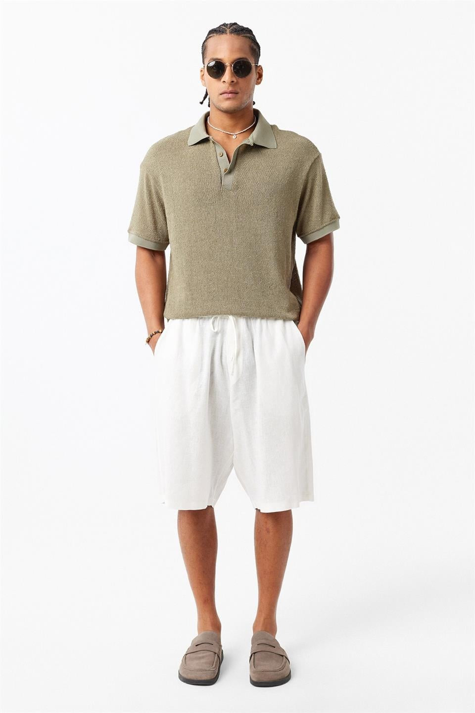 Polo Yaka Triko Oversize Tişört