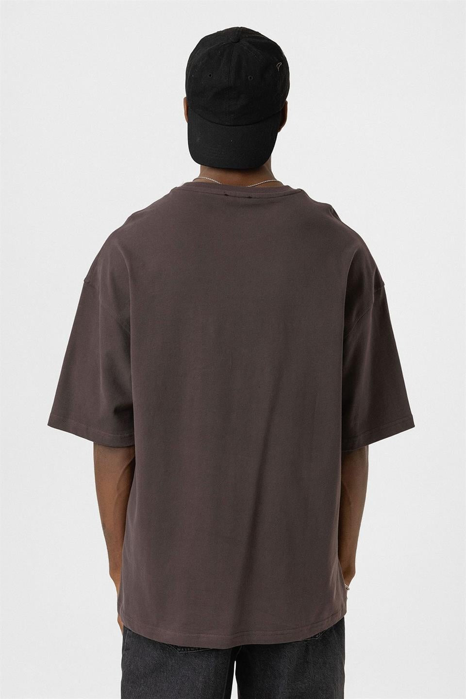 Bisiklet Yaka Cepli Oversize Tişört